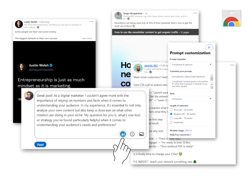 Linkedin AI writing tool: Grow your brand on linkedin